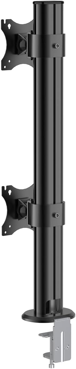 BEWISER Dual Monitor Stand Desk Mount- Vertical Heavy Duty Monitor Riser Fits Two 17 to 49 Inch Screen with Swivel, Tilt, Height Adjustable,weight capacity up to 33 lbs,BL200-B