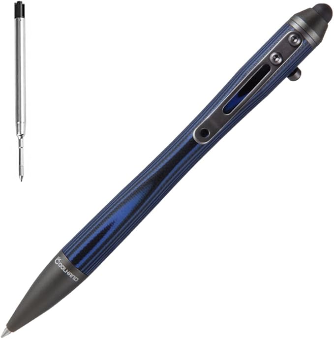 Cool Hand 5.7'' Bolt Action Pens, EDC Ballpoint Ink Refillable, Stylus for Touch Screen, G10 Body w/Pocket Clip, Ergonomic Grip, with a Free Refill, 5374-N
