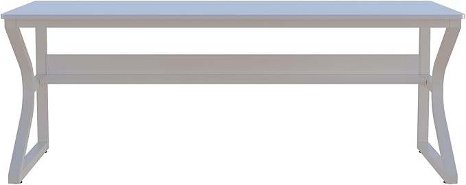 Extra Long Desk with Bookshelf - 71" Double Long Writing Table for 2-Person Workstation, Modern Study Work Computer Desk for Home and Office, Warm White