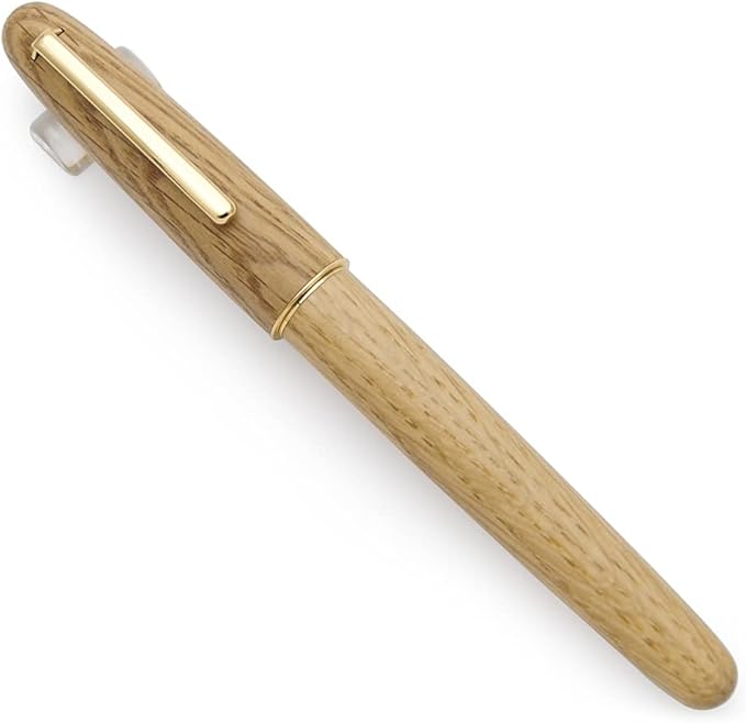 JINHAO 9036 Natural Wood Fountain Pen Handmade Ink Pen (Fine Nib 0.5mm, Oak Wood)
