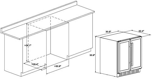 Kalamera Wine and Beverage Refrigerator, 30 inch Wine Fridge Dual Zone Hold 33 Bottles and 96 Cans, Digital Touch Control, Built-In or Freestanding