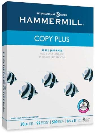 10 X Hammermill Copy Plus Multipurpose/Fax/Laser/Inkjet Printer Paper, Letter Size (8.5 x 11), 92 Brightness, 20 lb Density, Acid Free, Ream, 500 Total Sheets (105007)
