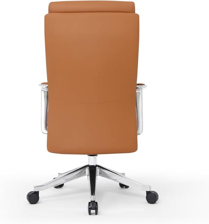 ZURI Draper Leather Executive Chair with Aluminum Frame - Tan