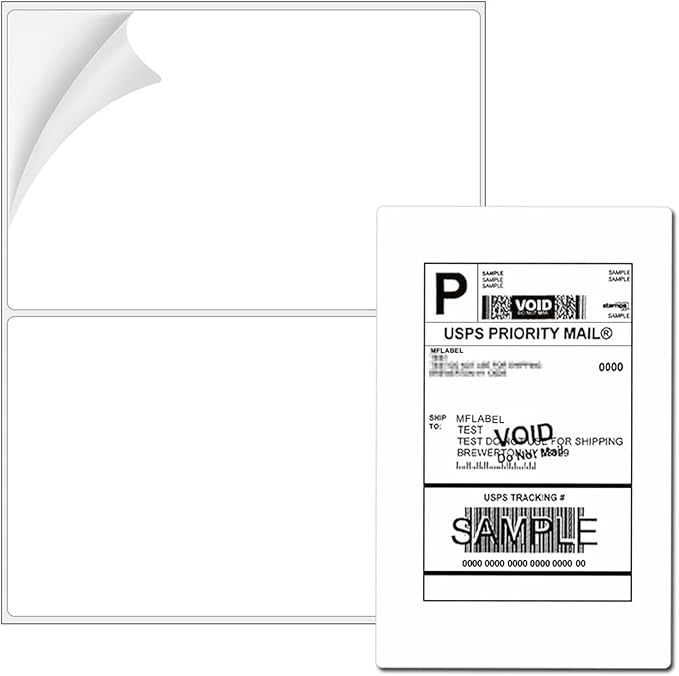 Coopaty Half Sheet Shipping Labels 8.5" x 5.5" Sticker Labels for Laser & Ink Jet Printers, 2 Per Page Self Adhesive Mailing Labels for Packages (500 Labels)
