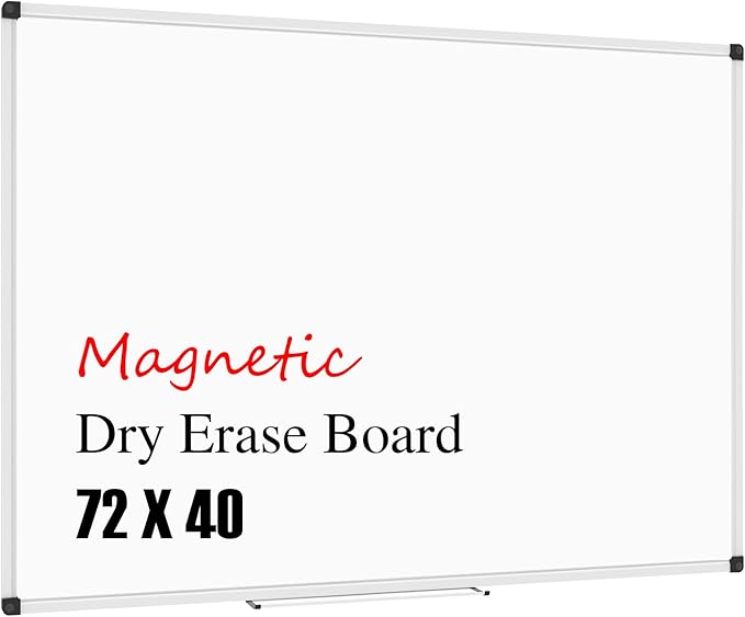 XBoard Magnetic Whiteboard 72 x 40 Inch, Dry Erase White Board for Wall with Marker Tray 6' x 3' | Aluminum Frame Message Presentation Board