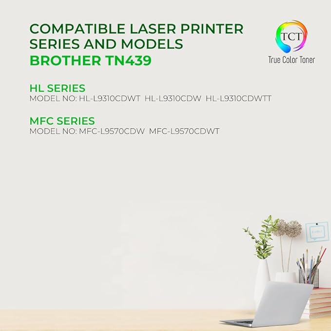 TCT TN439 Black Toner Cartridge - Compatible Replacement for Brother TN439 TN-439 TN439K Black Works with Brother HL-L8360CDW L8360CDWT MFC-L8900CDW L9570CDW Printers (9,000 Pages)