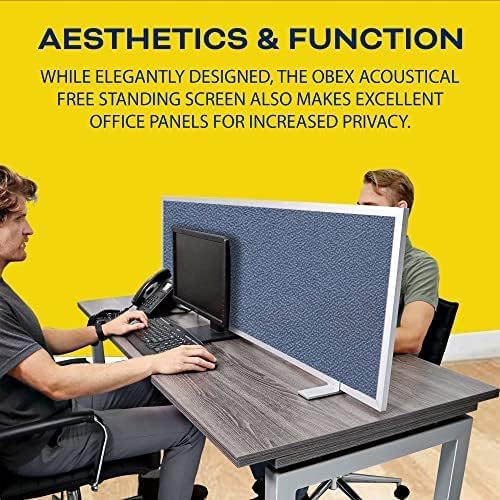OBEX Acoustical Free Standing Privacy Screen, Cubicle Accessories Desk Privacy Panel, Desk Dividers for Office, Office Furniture Partitions Portable Sound Proof Dividers, 24" x 24", Graphite