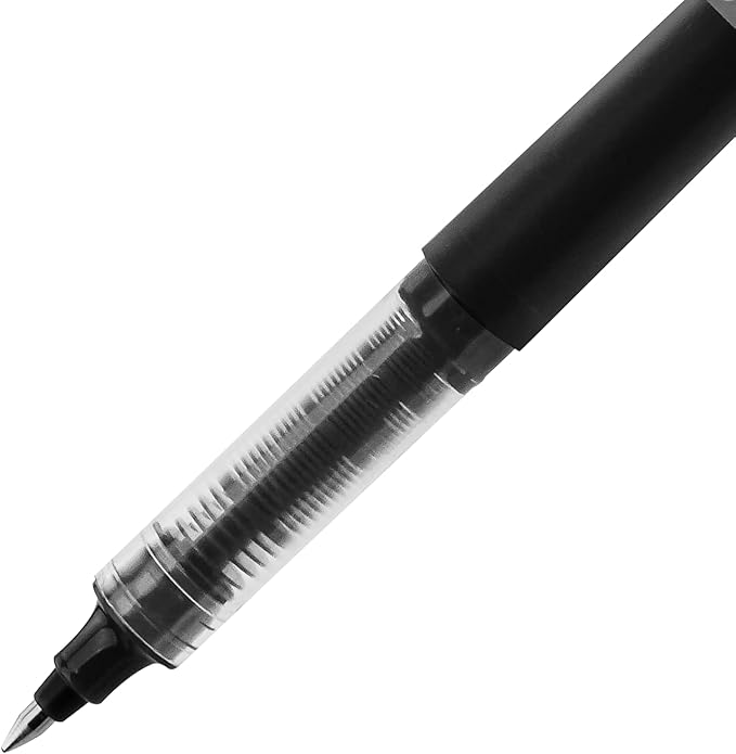 EYEYE Rollerball Pens Black 12 Pack, 0.7mm Fine Point Rollering Ball Pen Quick Dry, Liquid Ink Pens Fine Point Smooth Writing Pen for Journaling, Note Taking, Office and School Supplies