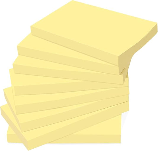(12 Pads) Large Sticky Notes Yellow 3 x 5in,1200 pcs Self-Stick Notes,100 Sheets/Pad Bright Colors Post Pads,Super Adhesive Sticky Pads Recyclable for Office,Shool,Home,Notebook,Meeting,Clean Removal