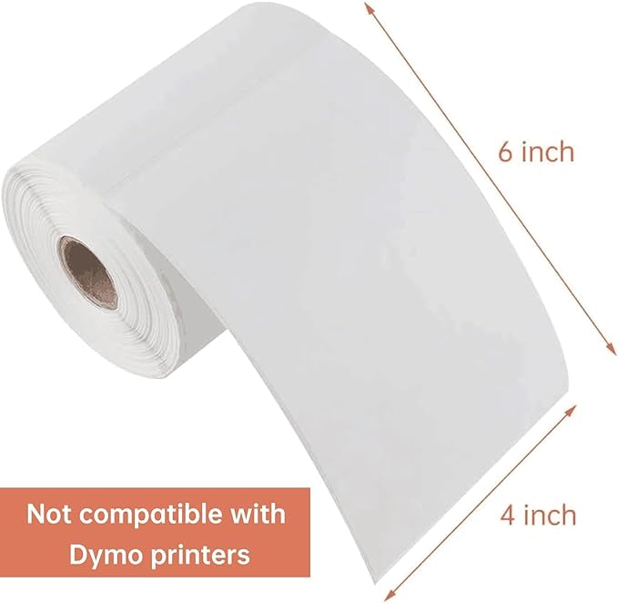 L LIKED 4"x 6" Direct Thermal Labels White Perforated Shipping Labels, 250 Labels per Roll, 4 Rolls - Compatible with Direct Thermal Printers