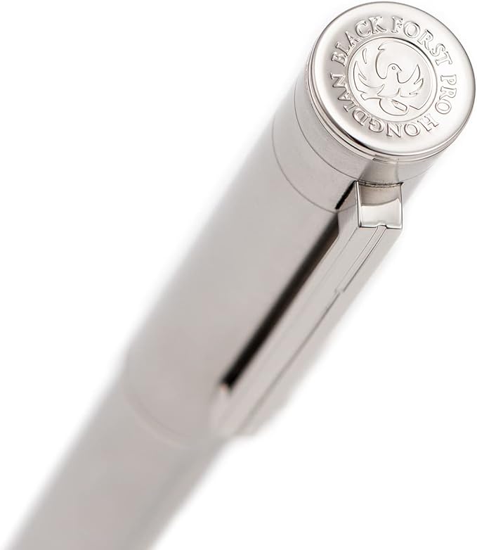 Hongdian 1861 Stainless Steel Fountain Pen Fine Nib, Classic Design Smooth Writing Pen with Converter and Metal Pen Case Set