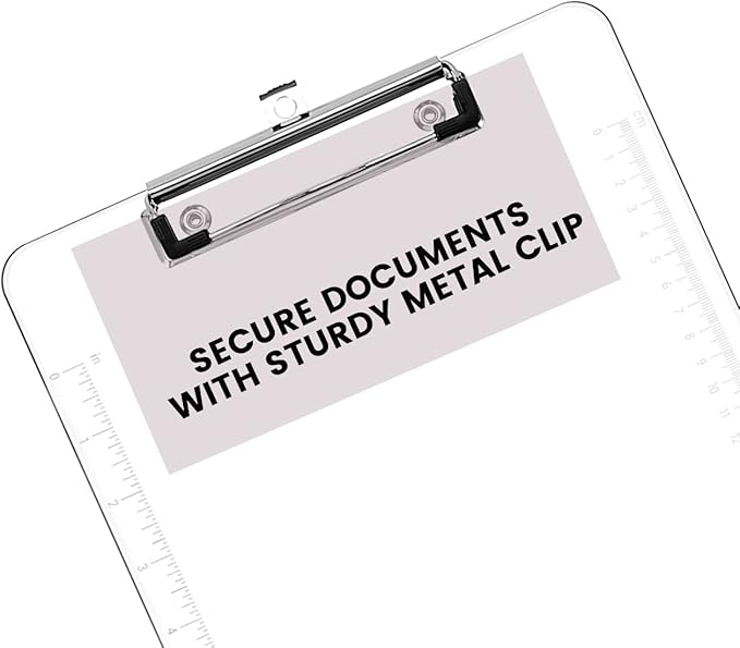 PERFORMORE Clear Acrylic Clipboards 6-Pack | 12ā x 9ā Letter-Size Writing Boards | Durable Transparent Plastic with Silver Low-Profile Clips | Ideal for Office, School, Events, and Seminars