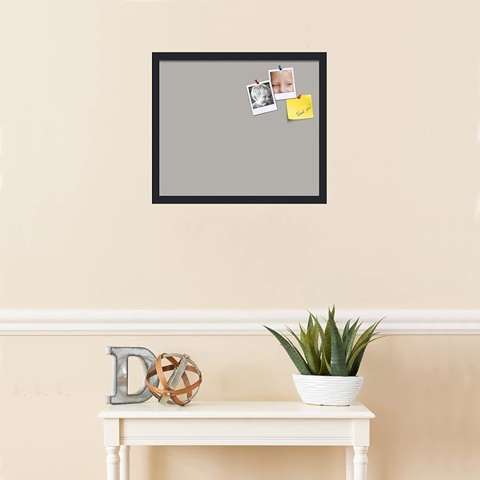 PinPix 20x17 Inch Cork Bulletin Board. This Decorative Framed Pin Board Comes with Dark Stone Design and a Satin Black Frame. Ideal for Home Office Decor or Message Board (PinPix-1808)