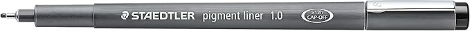 STAEDTLER Pigment Liner, Fineliner Pen for Drawing, Drafting, Journaling, 1.0mm, Black, Box of 5 Pens, 308 10-9
