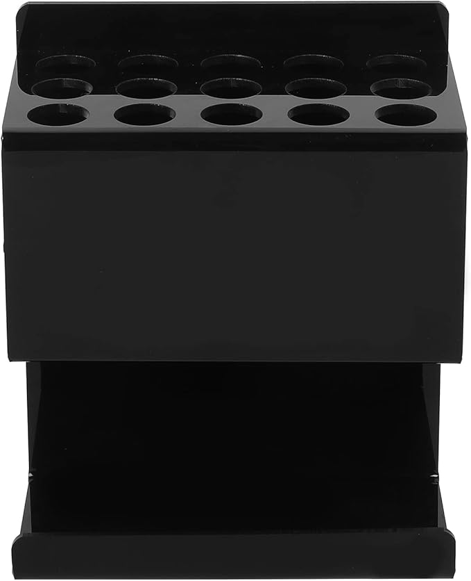 MyGift Wall Mounted Black Premium Acrylic Dry Erase Marker and Eraser Holder Rack with 15 Round Slots and Storage Ledge, Meeting Room Classroom Dorm Office or Home Whiteboard Accessory Rack