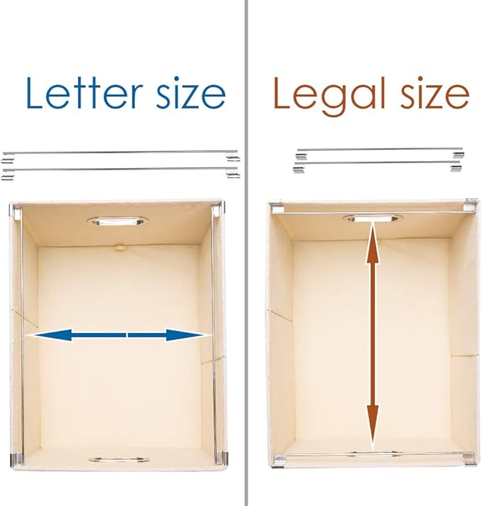 PRANDOM File Organizer Box - Set of 4 Collapsible Decorative Linen Filing Storage Hanging File Folders with Lids Office Cabinet Letter/Legal Size Light Grey (17x14x11.2 inch)