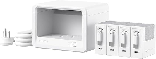 12-in-1 Desktop Charging Station with 4 Retractable Wall Chargers, 40W USB-C Power Strip with 4 AC, 4 USB C, 4 Type-C 31.5in Cables, Extension Cord with 1020J Surge Protection for Home Office