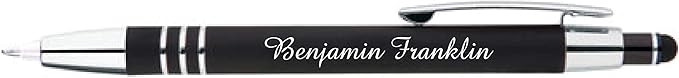 ExpressDesigns™ - Personalized Pens Gift Set - 2 Pack of | LED Flashlight Soft Touch Metal Pens w/gift box | Luxury Ballpoint Pen Custom Engraved with Name or Message | Light Up Pens (Black - Green)