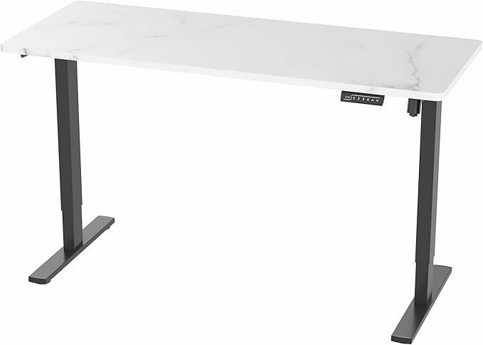 VIVO Electric Dry Erase 60 x 24 in Standing Desk, Memory Height Adjustment, 1B Series, White Marble Pattern Top, Black Frame, DESK-KIT-1B6WM