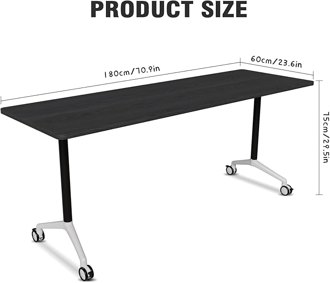 Conference Room Table with Flip-Top Design for Dynamic Meetings, Business Table Computer Desk with Heavy-Duty Frame,Foldable Seminar Meeting Tables for Home Office (2, F, 70.8IN)