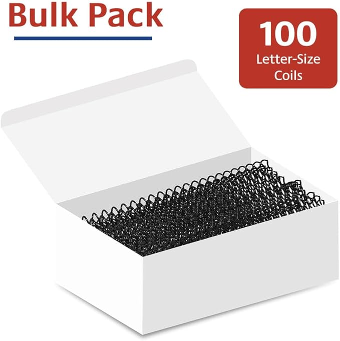 TruBind 10mm (3/8 in.) Spiral Binding Coils for Reports, Presentations and Proposals | 4:1 Pitch | 12 in. Length | Black | 75 Sheets Binding Capacity | 100 Pack