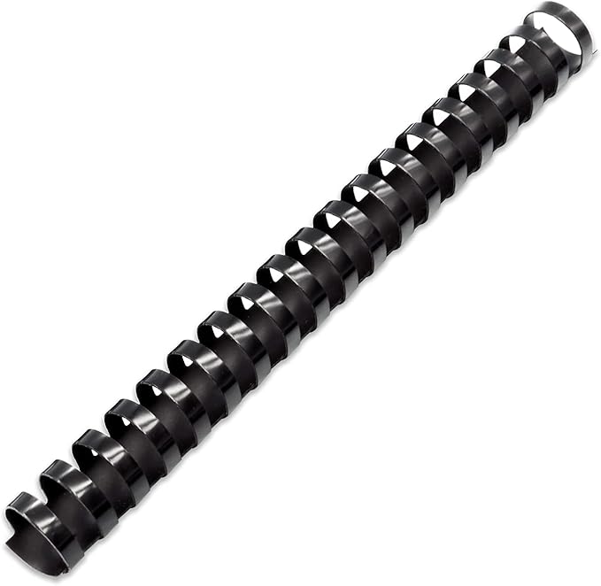 Binditek 10 Pack Plastic Comb Binding Spines, 1 Inch Diameter, 225 Sheet Capacity, Letter Size, Black Binding Comb, for Students and Coworkers