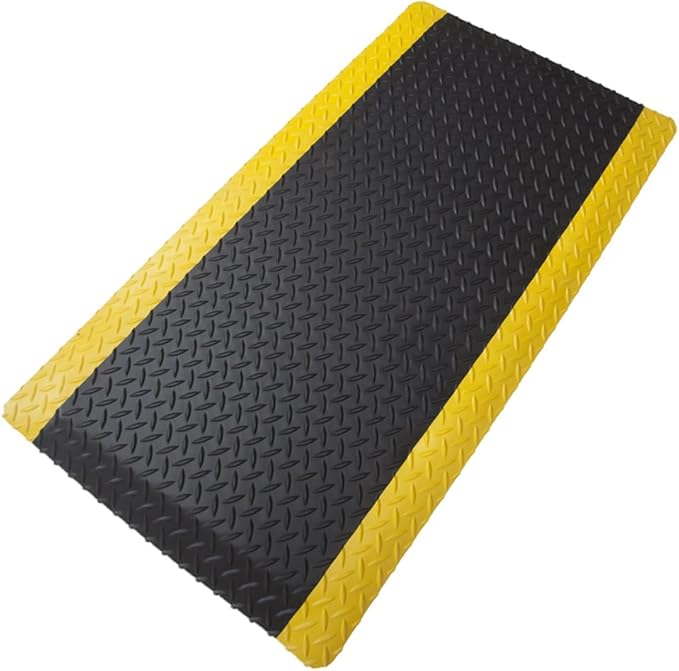 Rhino Mats, American Classic Diamond Anti-Fatigue Mats, Industrial Ergonomic Comfort Standing Mat for Work, Home, Garage, Office, Kitchen or Anywhere (Black/Yellow 1" Thick, 2 FT. x 2 FT.)