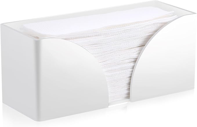 1PCS White Paper Towel Dispenser Countertop, Acrylic Paper Towel Holder for Bathroom Folded Countertop Paper Towel Holder Trifold Napkin Holder for Z-fold, C-fold, MultiFold Trifold - Home Kitchen
