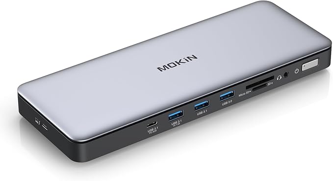 MOKiN Thunderbolt 4 Dock - 16 Ports, USB C Docking Station 3 Monitors for Laptop with 2*Thunderbolt 4 Port, 96W Charger, 2.5Gbps Ethernet for Dell, HP, Lenovo, MacBook(Intel Thunderbolt™ Certified)