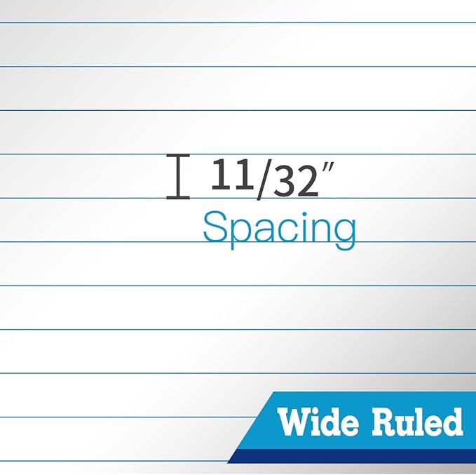 Legal Pad 8.5 x 11 Note Pad, Wide Ruled Writing Pad, White Paper, 6-Pack, 50 Sheets Per Pad, Micro-Perforated Notepad, Office Supplies (KSU-8331) - Made in the USA