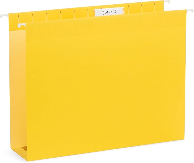 25 Blue Summit Supplies Hanging File Folders 3 inch Expansion, Letter Size, Assorted Colors, 3 inch Hanging File Folders, 11PT Paper, Expandable Hanging File Folders Letter Size 3 inch, 25 Pack
