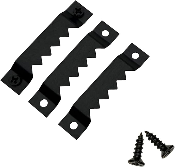 50 Pack Large Heavy Sawtooth Picture Hangers Steel Picture Hangers with Screws Picture Hang Solutions, for Hanging Clock Paintings Artwork Picture Frame Hook Photos (Black,Supports 50 lbs)