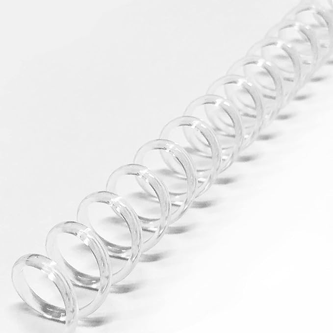 Binditek 50 Pack Plastic Spiral Binding Coils, 6mm(1/4"), 30 Sheet Capacity, 4:1 Pitch, Clear, 48Loops, for Letter Size, for Students and Coworkers