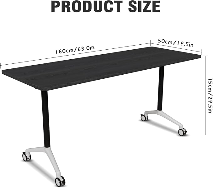 Conference Room Table with Flip-Top Design for Dynamic Meetings, Business Table Computer Desk with Heavy-Duty Frame,Foldable Seminar Meeting Tables for Home Office (2, F, 61IN)