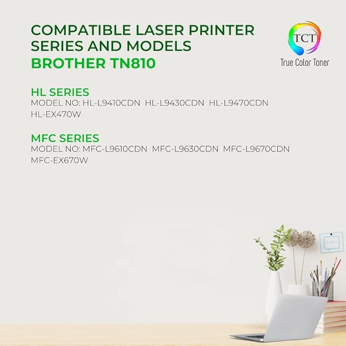 TCT TN810 Magenta Toner Cartridge - Compatible Replacement for Brother TN810 TN-810 Magenta Works with Brother HL‐L9410CDN L9430CDN EX470W MFC‐L9610CDN L9630CDN Printers (6,500 Pages)