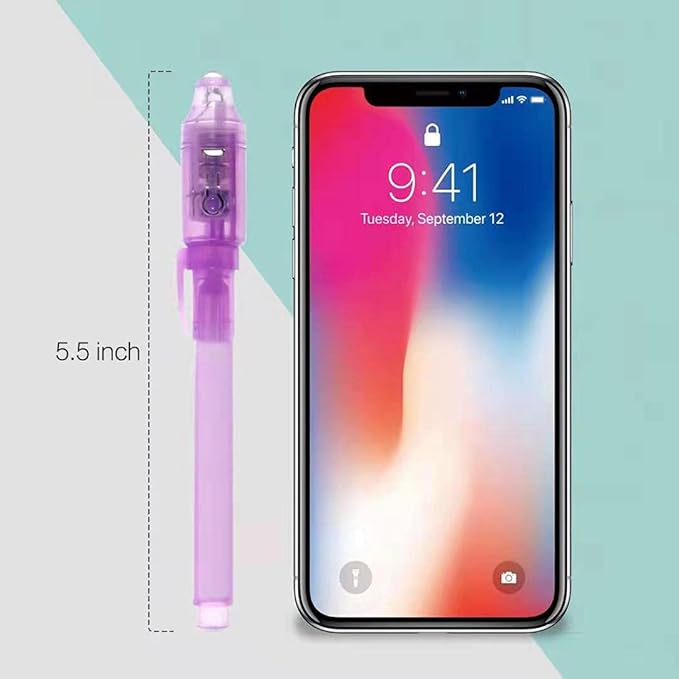 Invisible Ink Pens with UV Light for Kids, 30Pcs Magic Spy Pen for Secret Message, Birthday Party, New Year Eve Party, Halloween, Valentine's Day, and Kids Christmas Goodies Bags Toy