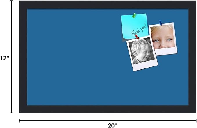 PinPix 20x12 Inch Cork Bulletin Board. This Decorative Framed Pin Board Comes with Navy Pastel Design and a Satin Black Frame. Ideal for Home Office Decor or Message Board (PinPix-1811)