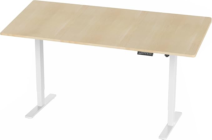 VIVO Electric 71 x 36 in Standing Desk, Memory Height Adjustment, 1B Series, Light Wood Top White Frame, DESK-KIT-1W7C-36