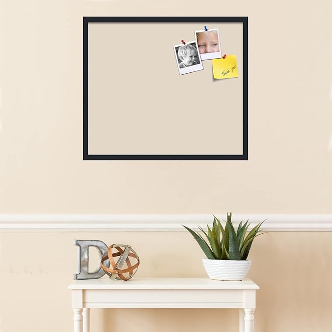 PinPix 28x24 Inch Cork Bulletin Board. This Decorative Framed Pin Board Comes with Desert Pastel Design and a Satin Black Frame. Ideal for Home Office Decor or Message Board (PinPix-1815)