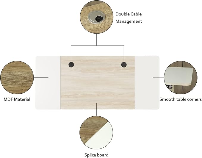 Electric Height Adjustable Standing Desk, 63 x 30inches Height Adjustable Computer Desk Sit Stand Desk Home Office Desks with Splice Board White Frame + White Top