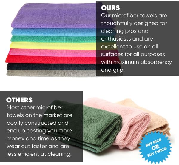 MW Pro Microfiber Cleaning Cloths (12 Pack) | Size 16" x 16"| All Purpose Microfiber Towels - Clean, Dust, Polish, Scrub, Absorbent (Gray)