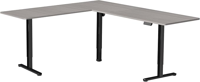VIVO Electric Corner L-Shaped 75 x 63 in Standing Desk, Memory Height Adjustment, Dark Gray Top Black Frame, DESK-E3CTG-75