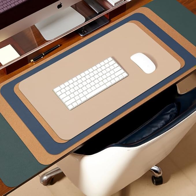 Cork Desk Mat - Dual-Sided Desk Pad for Office and Home - Desk Organization and Accessories - Ideal for Large Mouse Pad and Desk Mats on Top of Desks(Black,80cmx 40cm)