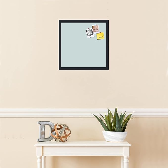 PinPix 16x16 Inch Cork Bulletin Board. This Decorative Framed Pin Board Comes with Soft Blue Design and a Satin Black Frame. Ideal for Home Office Decor or Message Board (PinPix-1814)