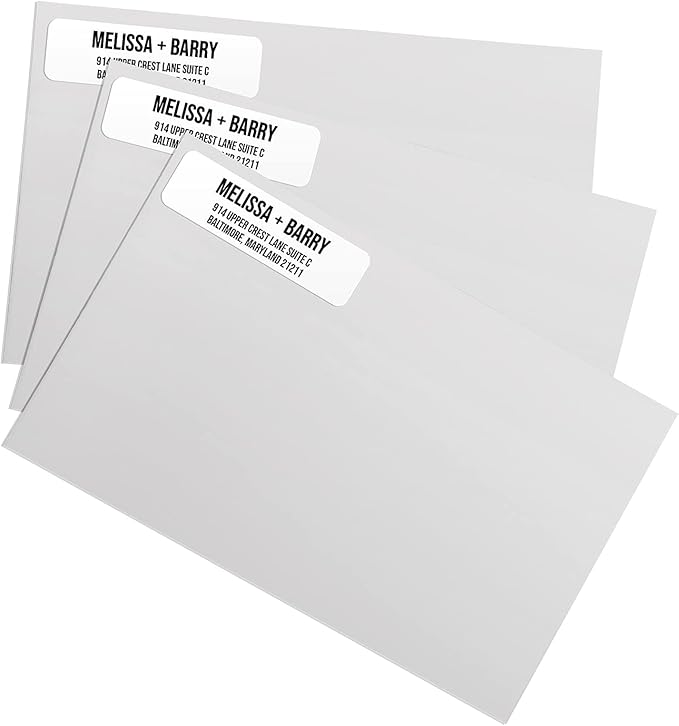 White Bold Rolled Address Labels/Roll of 500 Personalized Address Labels/Designer Return Address Stickers in Elegant Plastic Dispenser