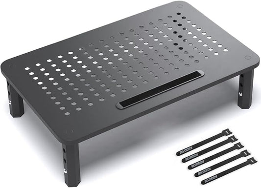 EVOOMI Monitor Stand Riser - Upgraded for Faster Productivity - Anti-Skid, HD Hexagonal Steel - Free Cable Ties - Computer Stand - Laptop, Desktop, Printer, iMac (Simple)