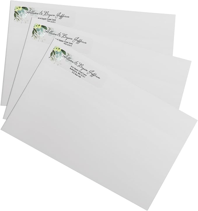 Clear Floral Greenery Rolled Address Labels / 250 Personalized Return Address Labels/Custom Address Stickers in Elegant Plastic Dispenser