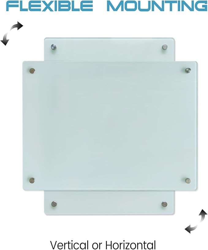 Magnetic Glass Whiteboard 48"x36" Glass Dry Erase Board 48"x36" Wall Mounted White Glassboard for Office School Home Shop