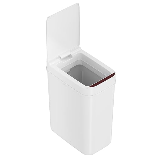 iTouchless 3 Gallon Bathroom Sensor Trash Can, 10 Liter Small Touchless Automatic Slim Garbage Bin with Lid, Smart Narrow Motion Control Commercial Waste Basket for Office, Bedroom, White