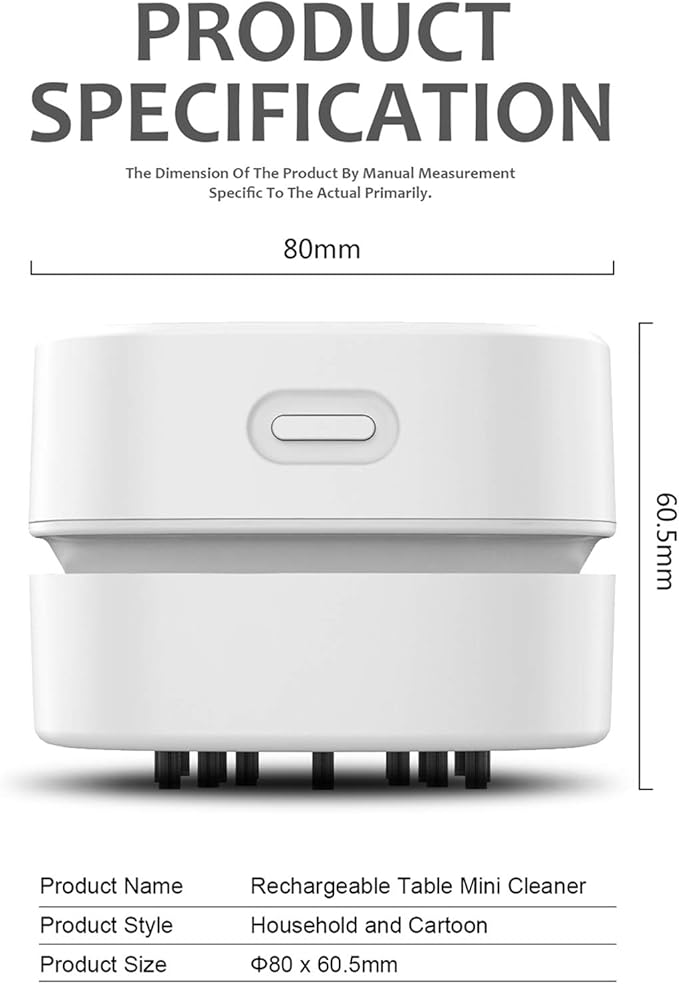 ODISTAR Desk Vacuum Cleaner with Wireless Charger, Mini Table dust Sweeper Energy Saving,Endurance up to 400 mins, Cordless&360º Rotatable for Keyboard/Home/School/Office (White Wireless Charger)